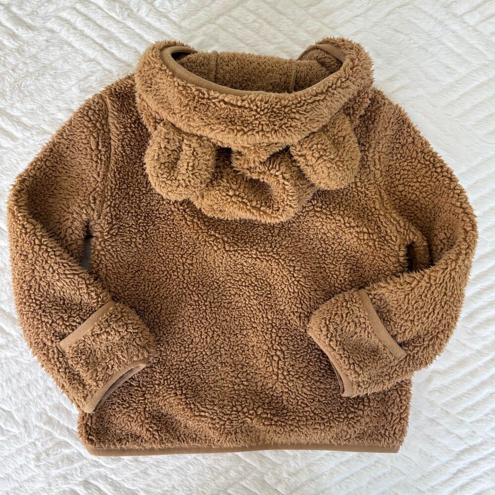 The North Face Baby 12-18M Campshire Bear Ears Teddy Brown Fleece Zip Hoodie - Picture 2 of 10